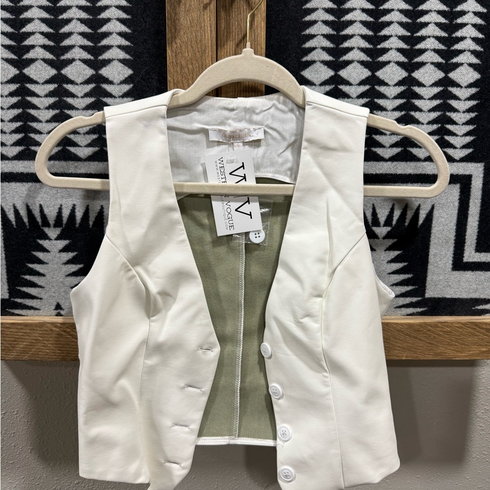 Leather White Button-Up Vest